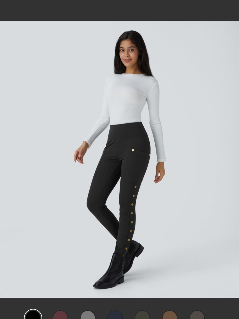 HALARA Black High-Waist Snap-Detail Skinny Pants